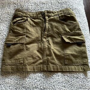 Olive Green Cargo Mini Skirt
